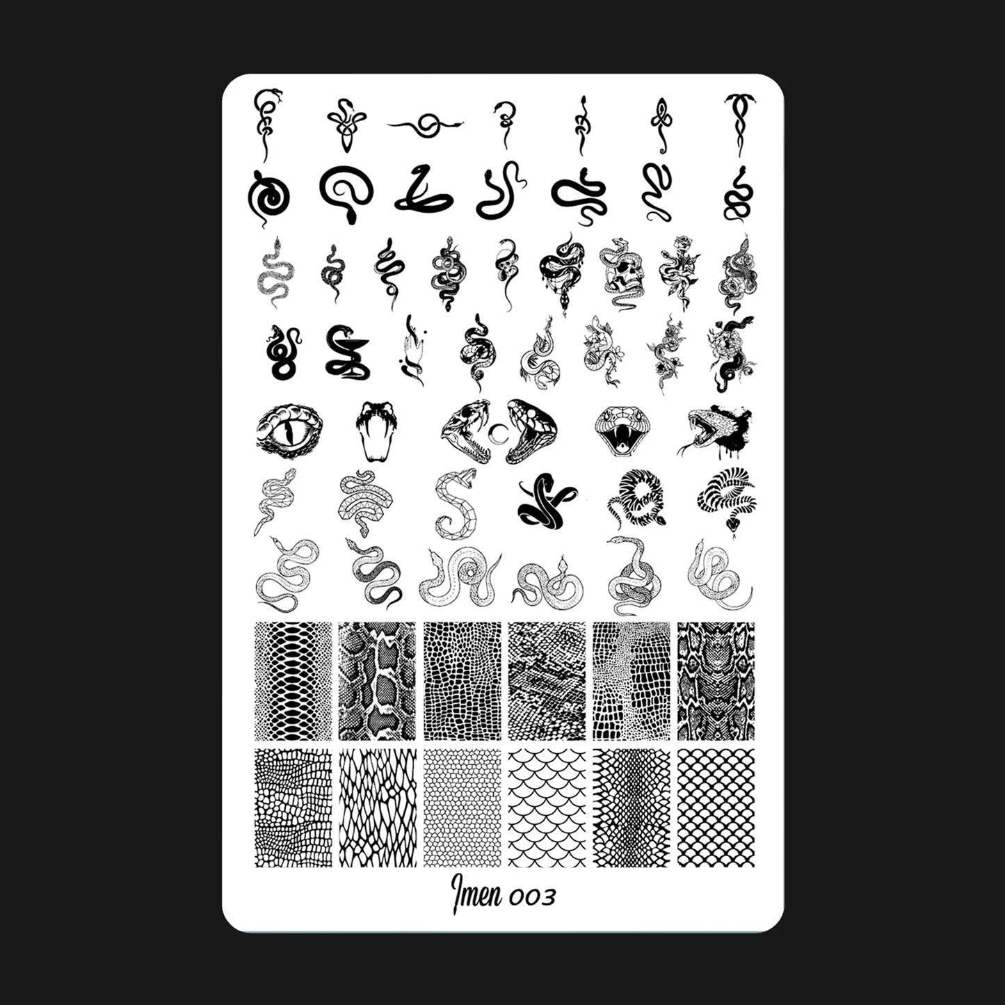 Placa de estampación IMEN 003 con diseños grabados para manicura y nail art profesional
