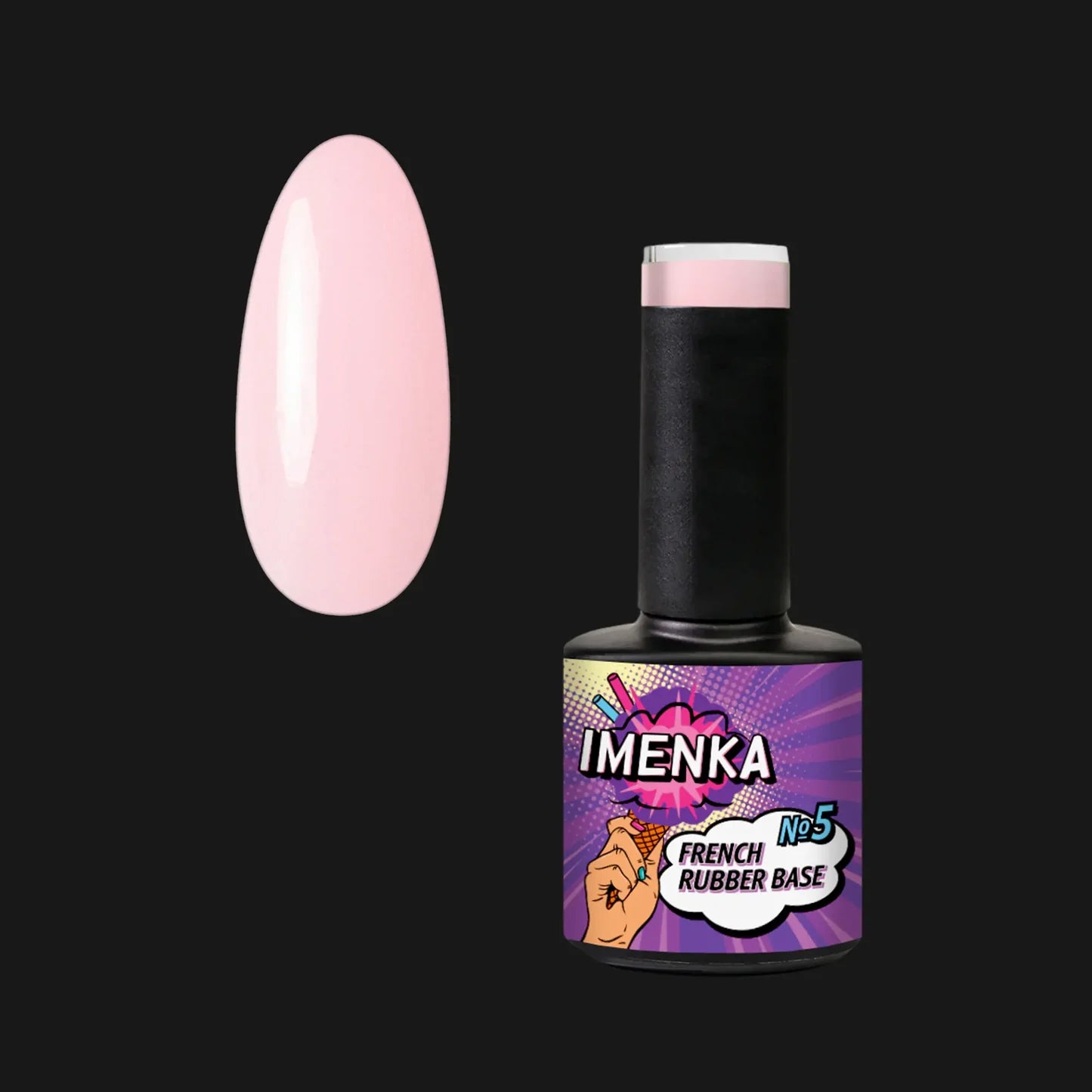 Base Rubber IMENKA 005 V1 de 12 ml con tono rosa lechoso para manicura francesa y refuerzo de uñas