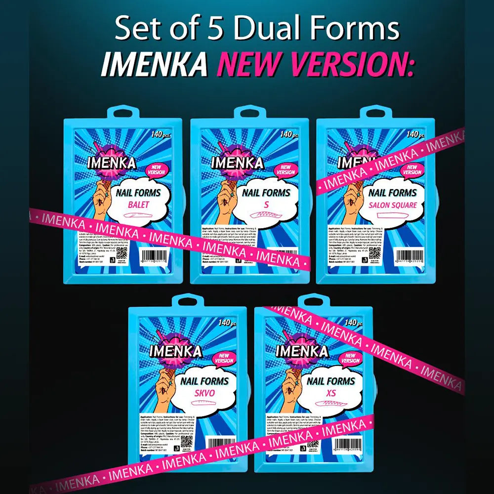 Kit Dual Forms IMEN V2 con 7 cajas de moldes superiores reutilizables para extensiones de uñas con gel y polygel