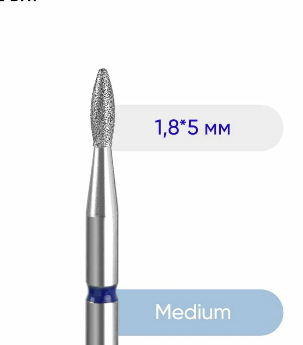 Fresa Nailsoftheday Gota – Fresa de Diamante Gota Azul, 1,8*5 mm