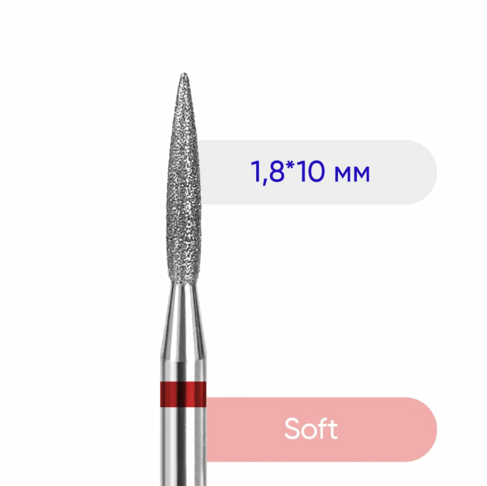 Fresa Nailsoftheday Llama — fresa de diamante roja de marca, 1,8*10 mm.
