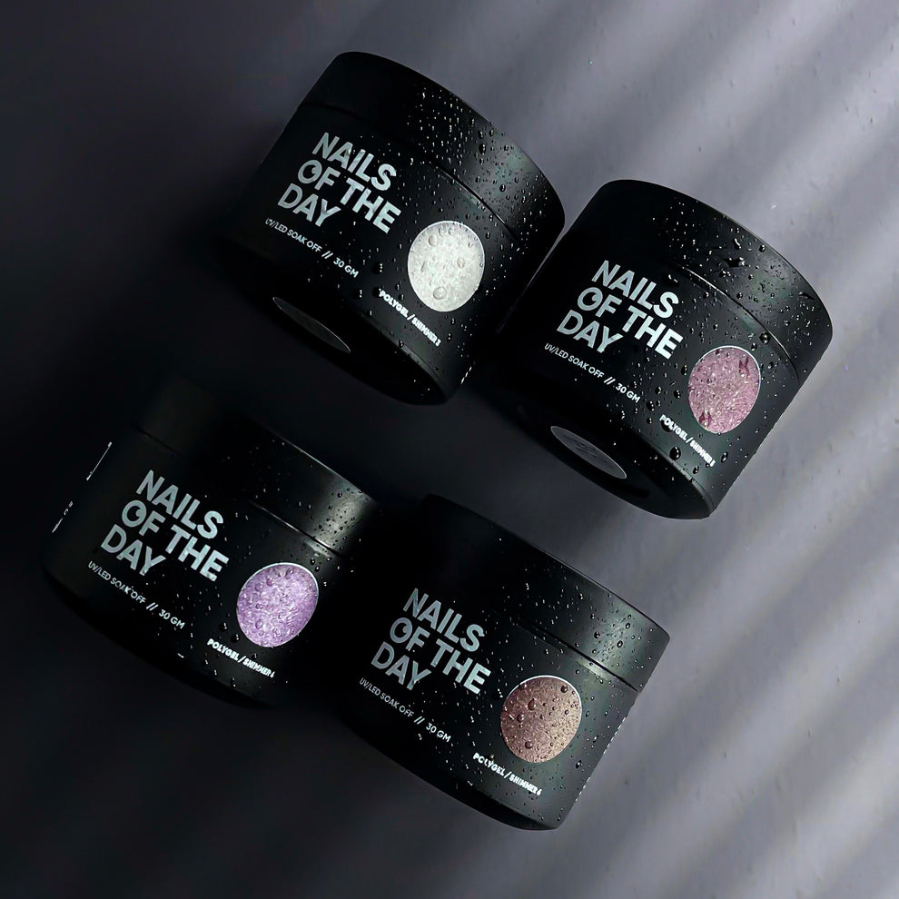 NAILSOFTHEDAY Polygel shimmer 03: poligel de grano fino color rosa leche con brillo , 30 g