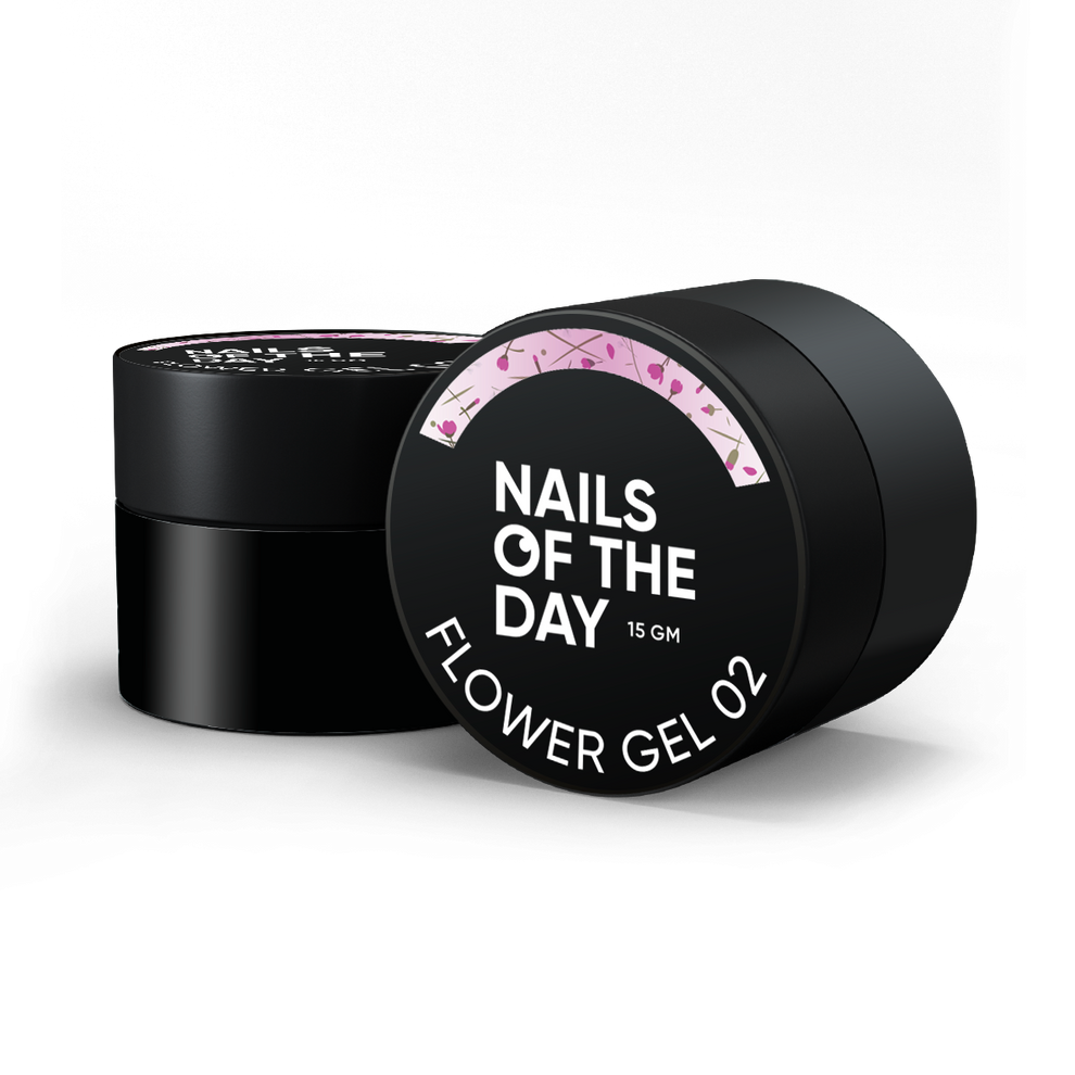 NAILSOFTHEDAY Build gel Flower 02 — gel de construcción rosa con flores secas para uñas, 15 ml