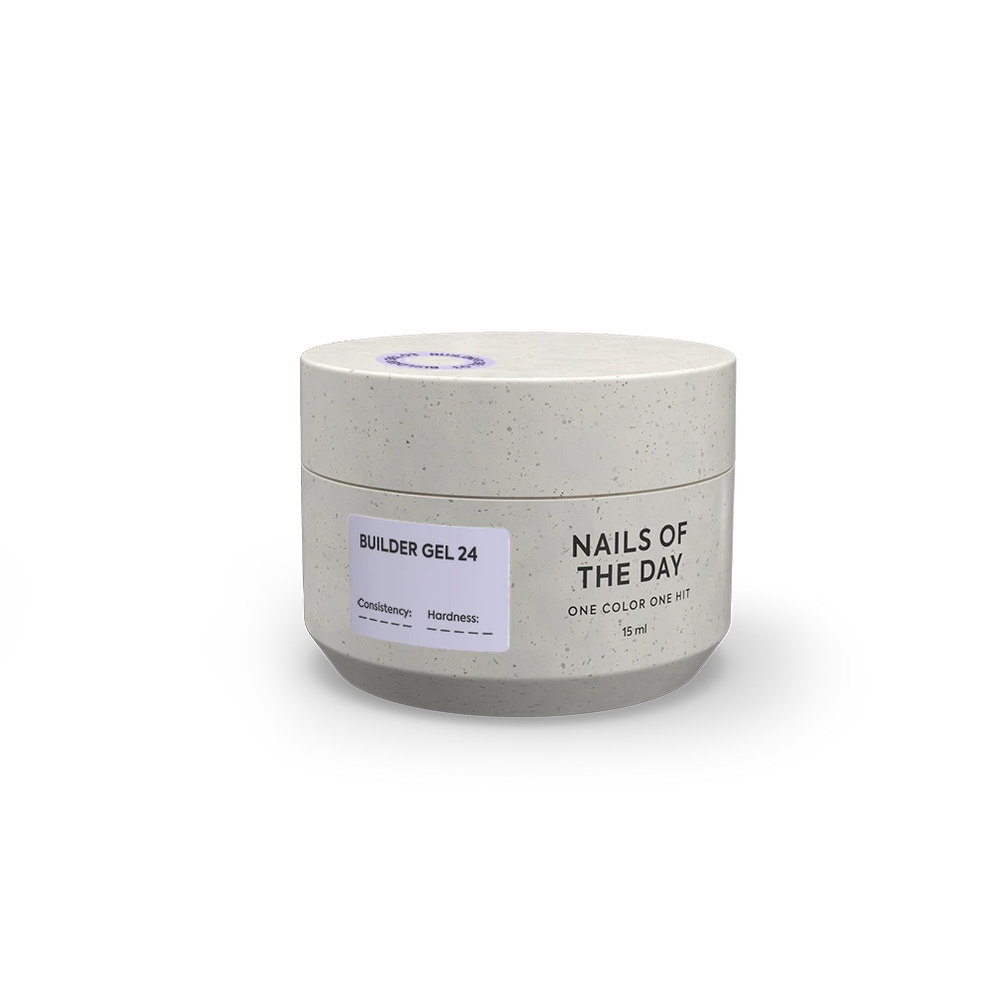 NAILSOFTHEDAY Builder Gel 24 — gel lechoso con velo rosado para extensiones de uñas, 15 ml