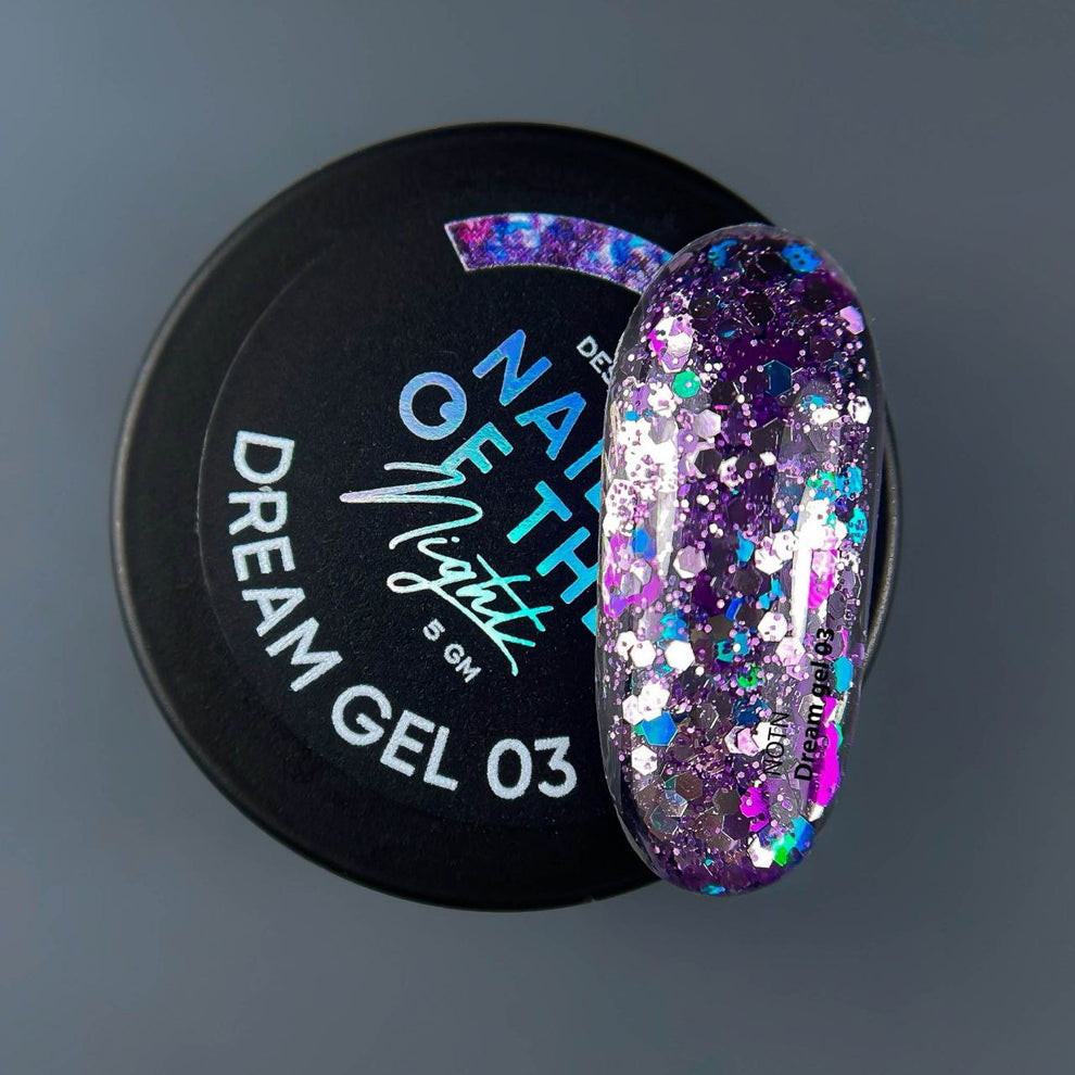 NAILSOFTHENIGHT Dream gel 03 — gel de diseño con increíbles hexágonos de diferentes tamaños y purpurina para uñas, 5 g