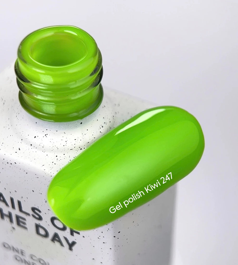 NAILSOFTHEDAY Gel Polish Kiwi-247 — esmalte semipermanente verde neón con cobertura total en una sola capa, 10 ml