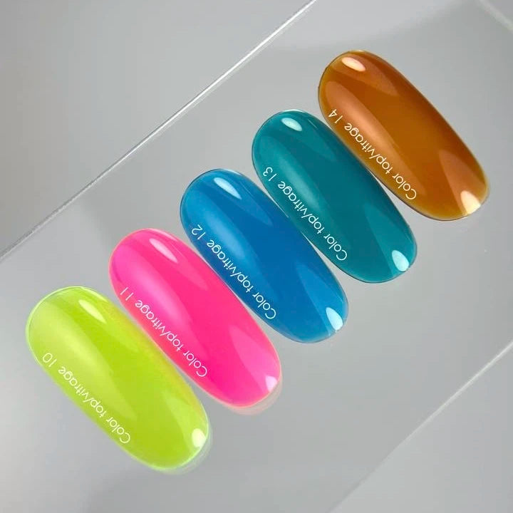 NAILSOFTHEDAY Color Top/Vitrage 10 — Top Coat Vitrage Amarillo Neón Semitransparente, 10 ml