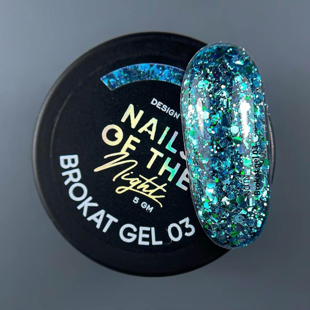 NAILSOFTHENIGHT Brokat gel 03 — gel de diseño con brocado multicolor y purpurina para uñas, 5 g