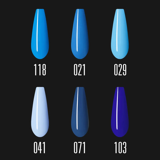 Set esmaltes semipermanentes IMEN Blue tonos 118 021 029 041 071 y 103