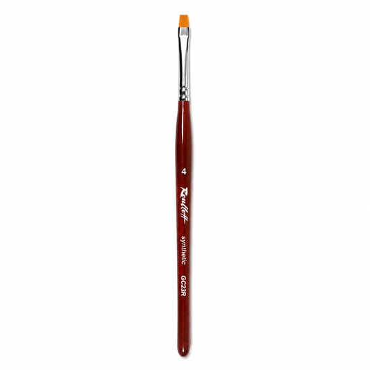 Pincel Roubloff GC23R-4 para Builder Gel con punta plana y fibra sintética amarilla