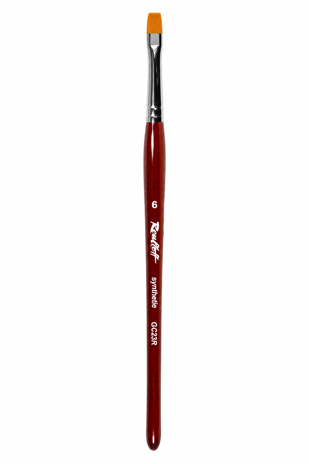 Pincel profesional Roubloff GC23R-6 para Builder Gel con punta plana y fibra sintética amarilla de alta calidad.
