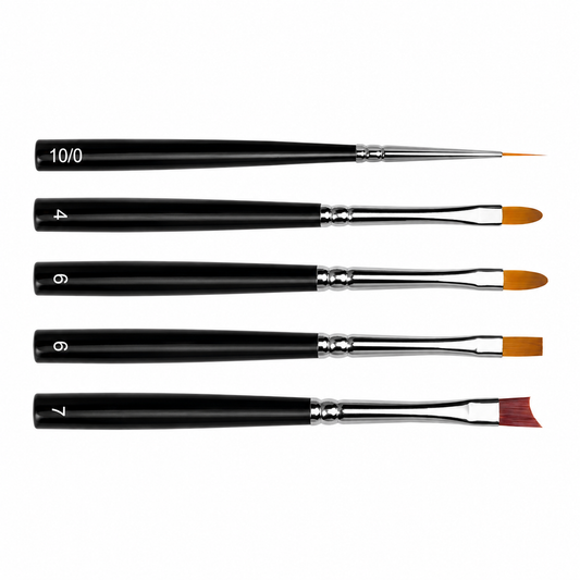 Set de pinceles Roubloff JB Nº8 Gel Master con 5 pinceles profesionales para Builder Gel, BIAB, modelado con gel y manicura francesa.