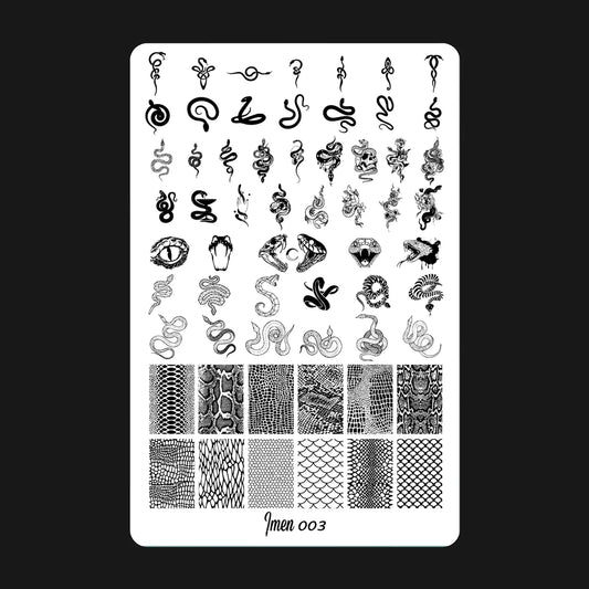 Placa de estampación IMEN 003 con diseños grabados para manicura y nail art profesional