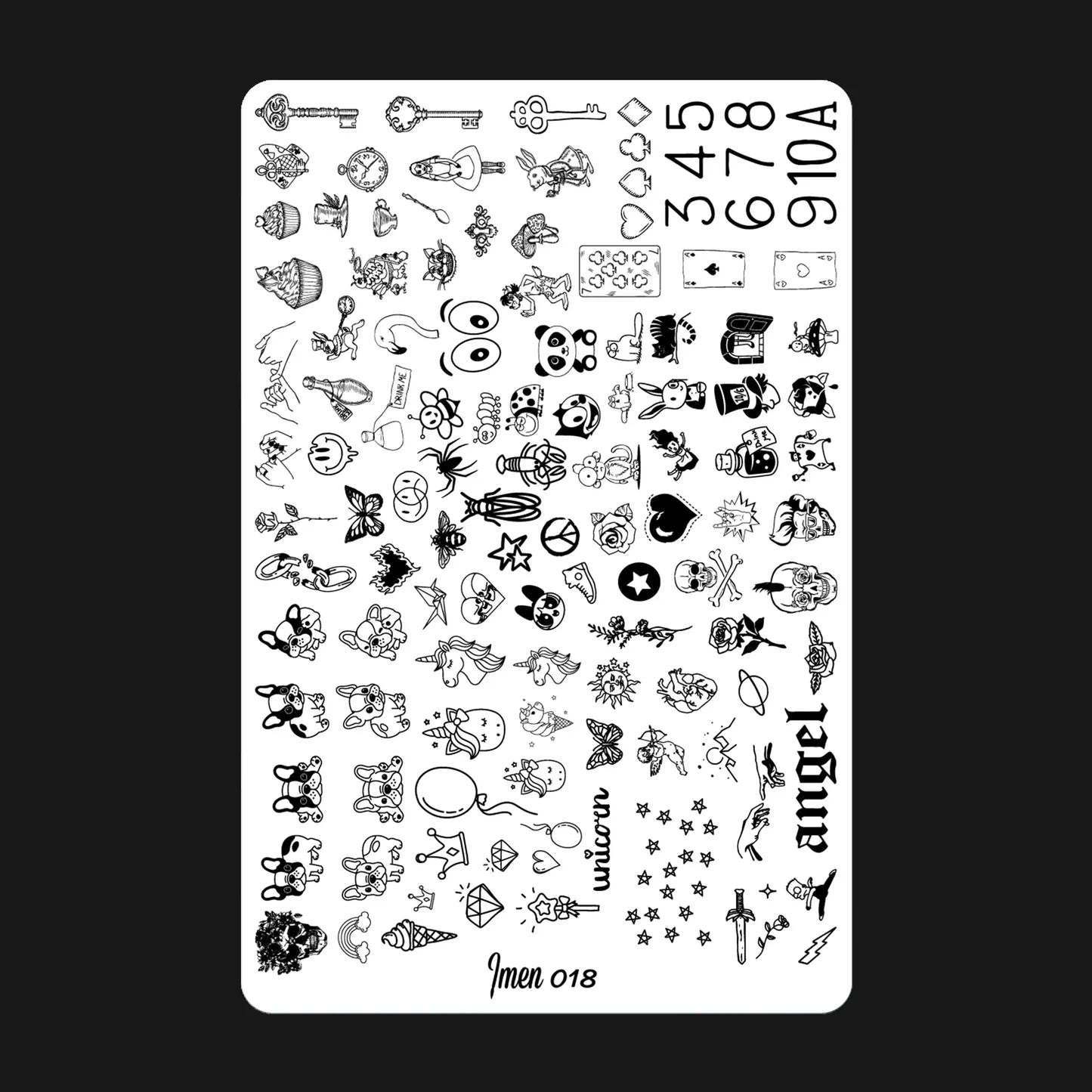 Placa de estampación IMEN 018 con diseños grabados para manicura y nail art profesional