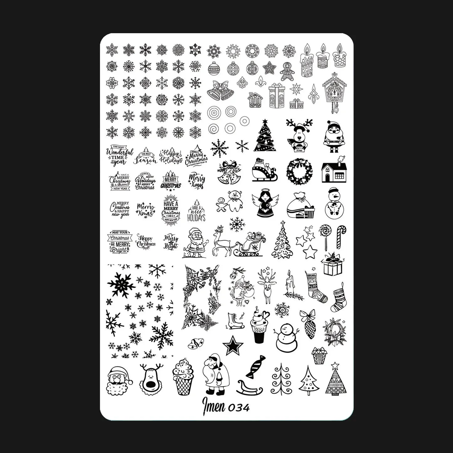 Placa de estampación IMEN 034 con diseños grabados para manicura y nail art profesional