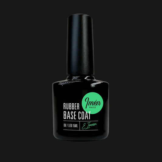 Base Rubber IMEN V1 de 15 ml en envase verde para refuerzo y nivelación de uñas