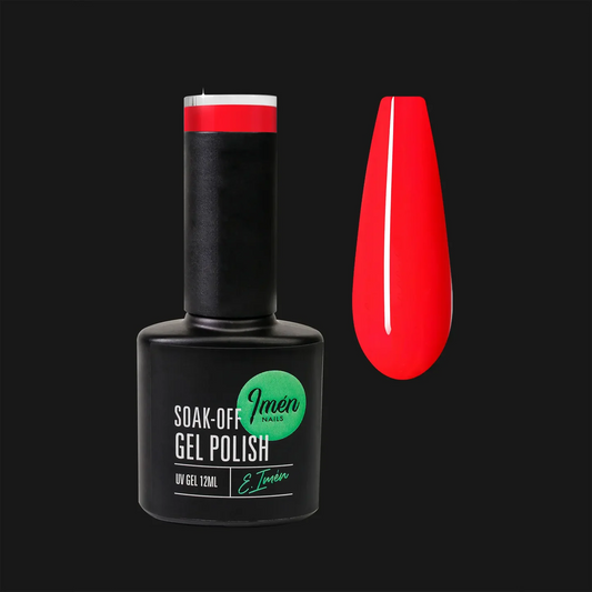 Esmalte semipermanente IMEN 038  de 12 ml con muestra de color.