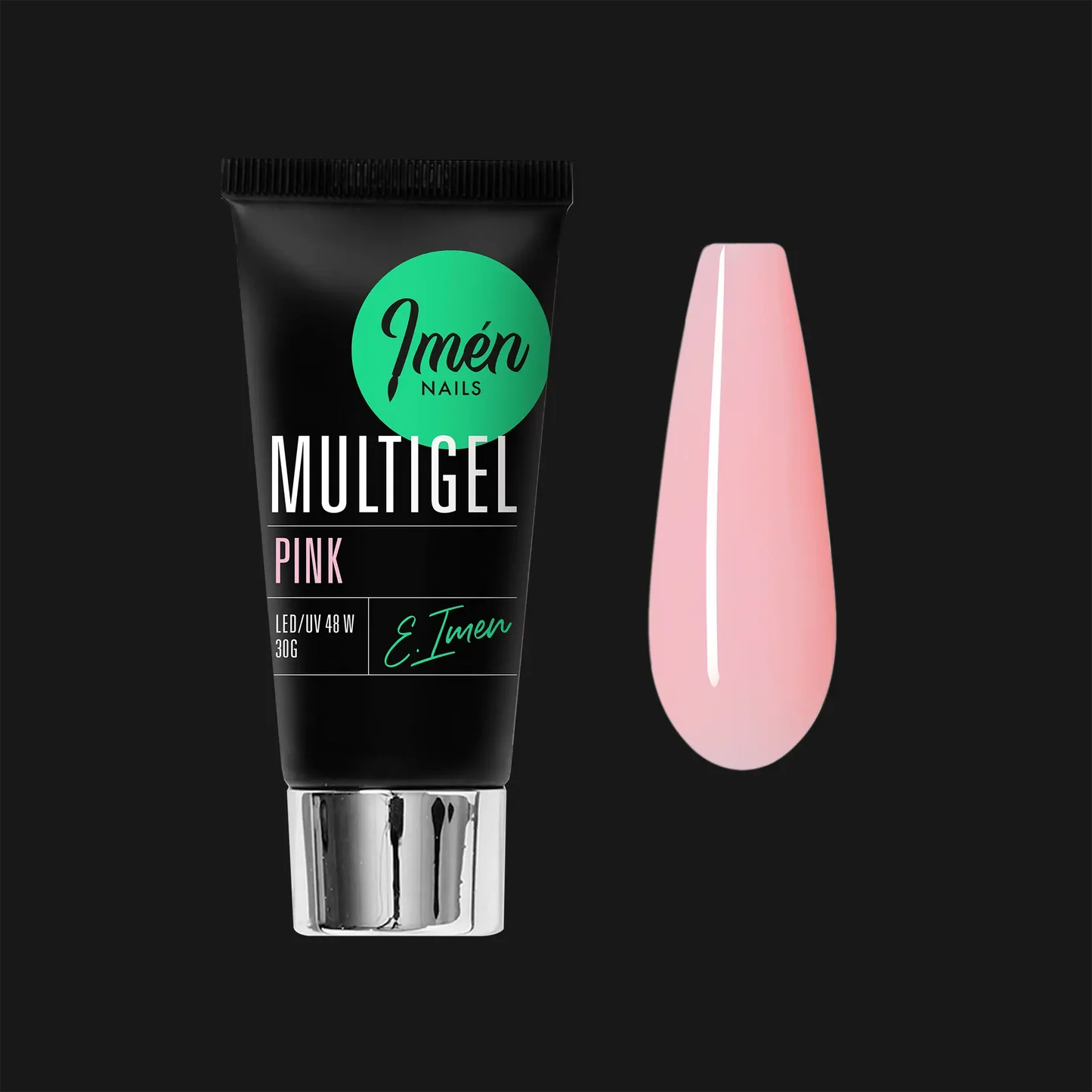 Multigel IMEN  Pink V1 de 30 g para construcción, refuerzo y extensiones de uñas con Dual Forms