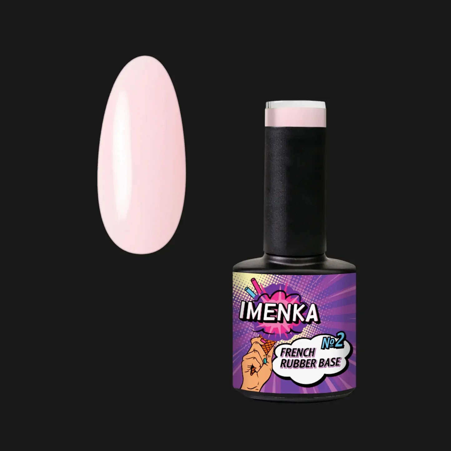 Base Rubber IMENKA 002 V1 de 12 ml con tono rosa lechoso para manicura francesa y refuerzo de uñas
