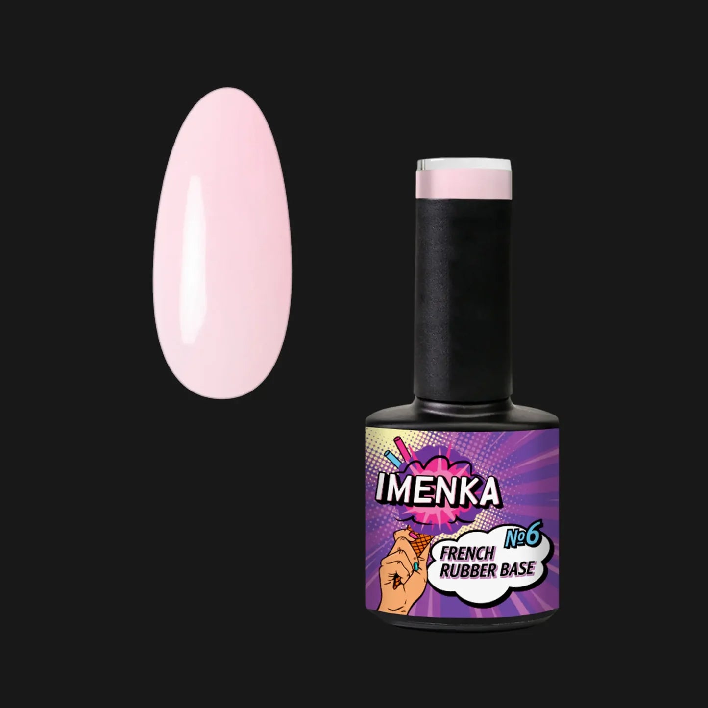 Base Rubber IMENKA 006 V1 de 12 ml con tono rosa  para manicura francesa y refuerzo de uñas