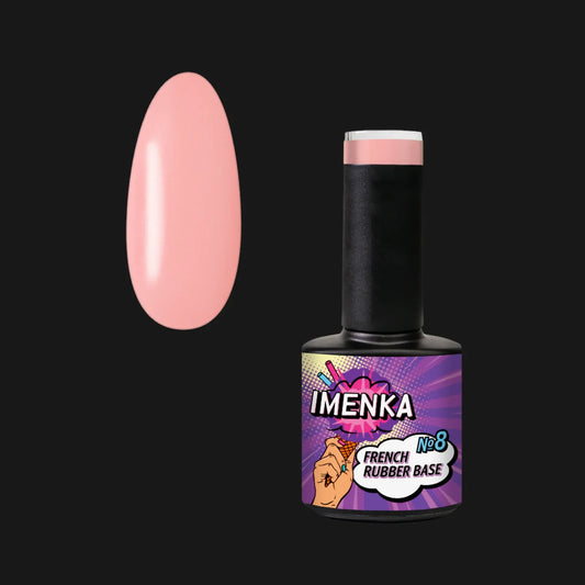 Base Rubber IMENKA 008 V1 de 12 ml para refuerzo, nivelación y manicura profesional