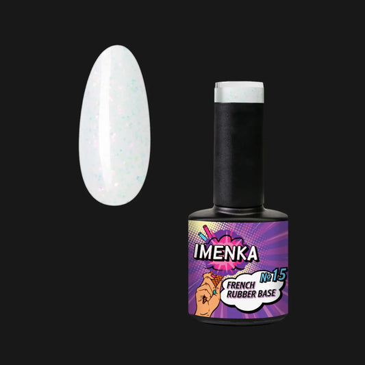 Base Rubber IMENKA 015 de 12 ml con partículas de brillo fino para manicura francesa , baby boomer, uñas de novias