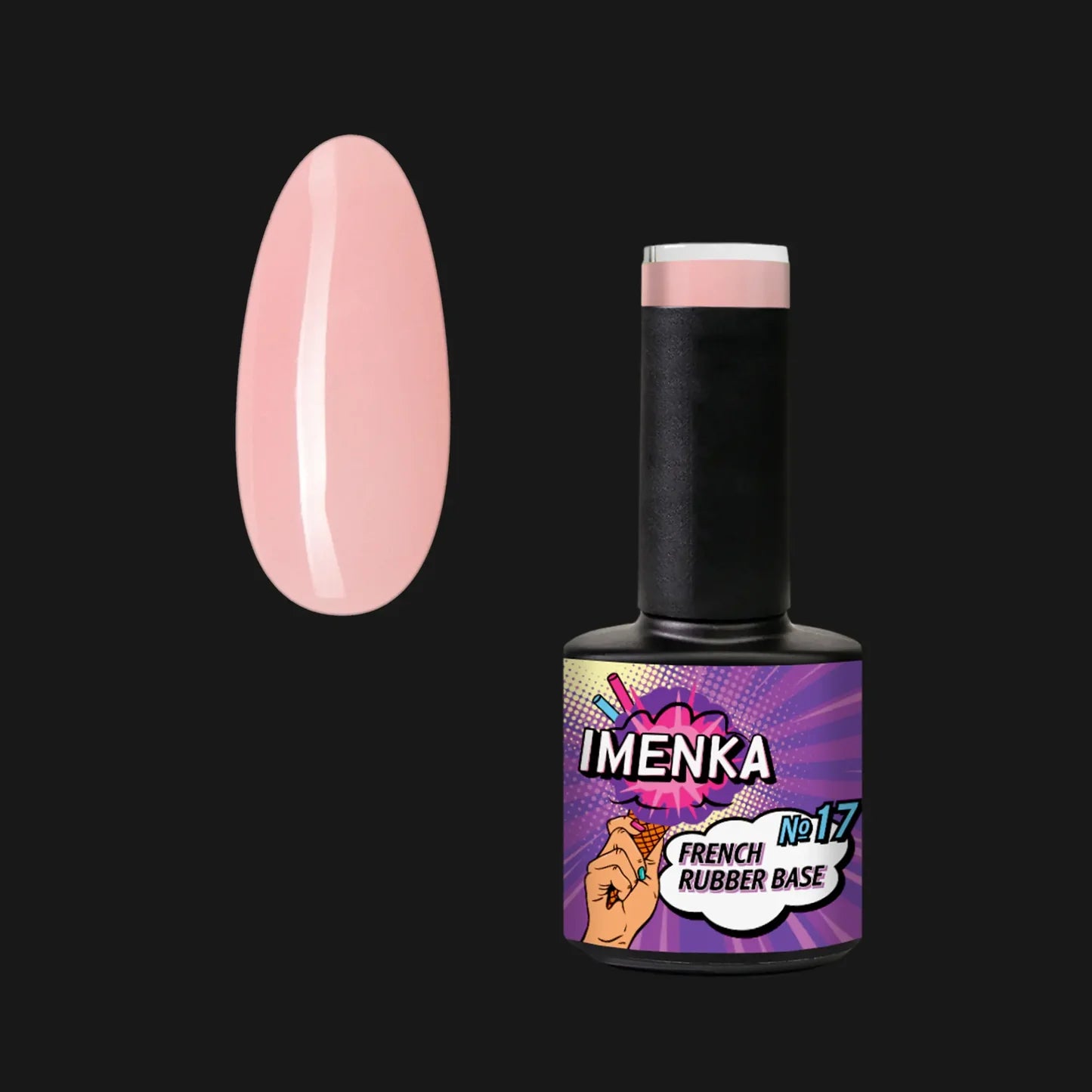 Base Rubber IMENKA 017 V1 de 12 ml para refuerzo, nivelación y manicura profesional