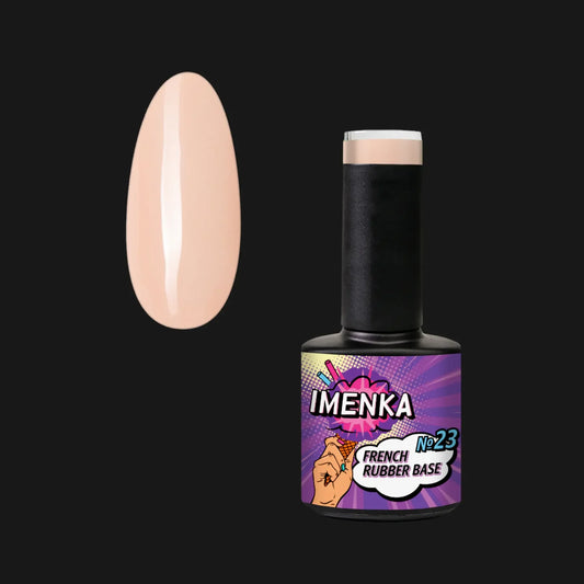 Base Rubber IMENKA Nº23 de 12 ml en tono nude cálido para baby boomer, manicura francesa y refuerzo de uñas.