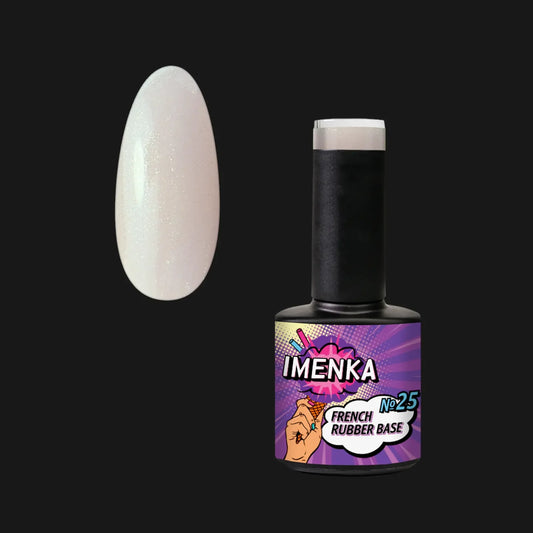 Base Rubber IMENKA Nº25 de 12 ml en tono nude cálido para baby boomer, manicura francesa y refuerzo de uñas.