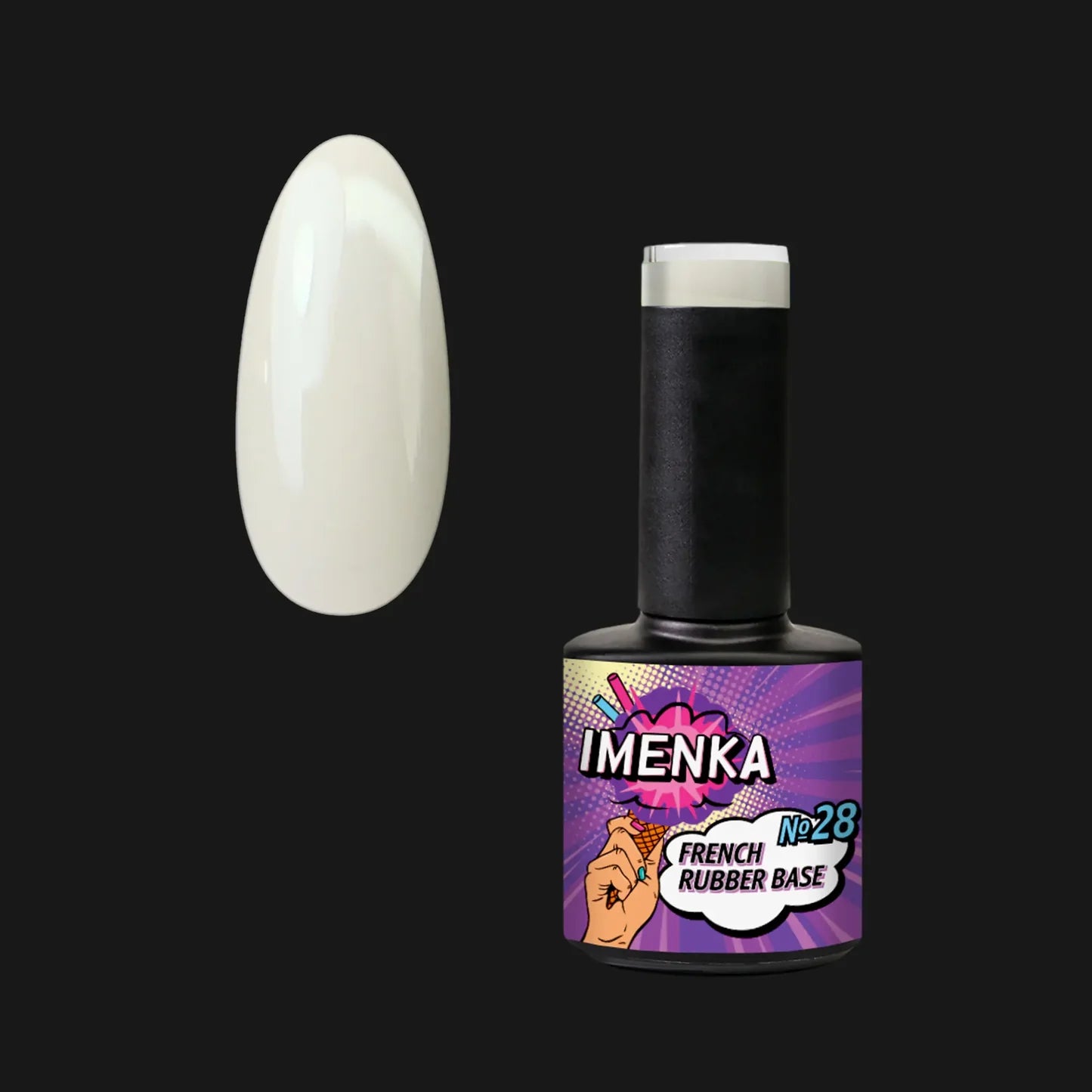 Base Rubber IMENKA Nº28 de 12 ml en tono nude cálido para baby boomer, manicura francesa y refuerzo de uñas.