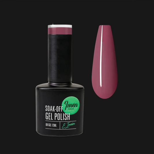Esmalte semipermanente IMEN 018 de 12 ml con muestra de color.