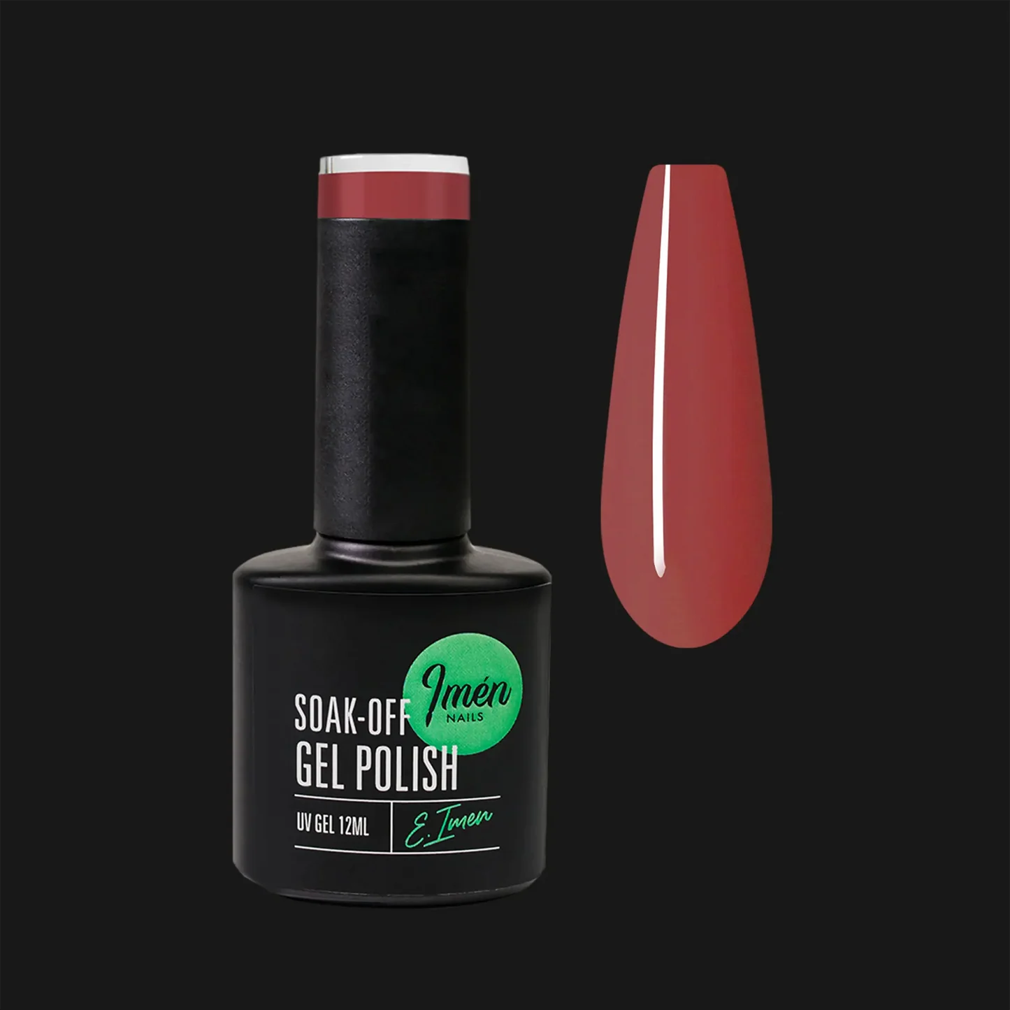 Esmalte semipermanente IMEN 036  de 12 ml con muestra de color.