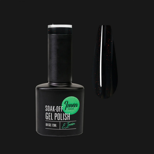 Esmalte semipermanente IMEN DB001 Black Diamond negro con brillo rojizo de 12 ml