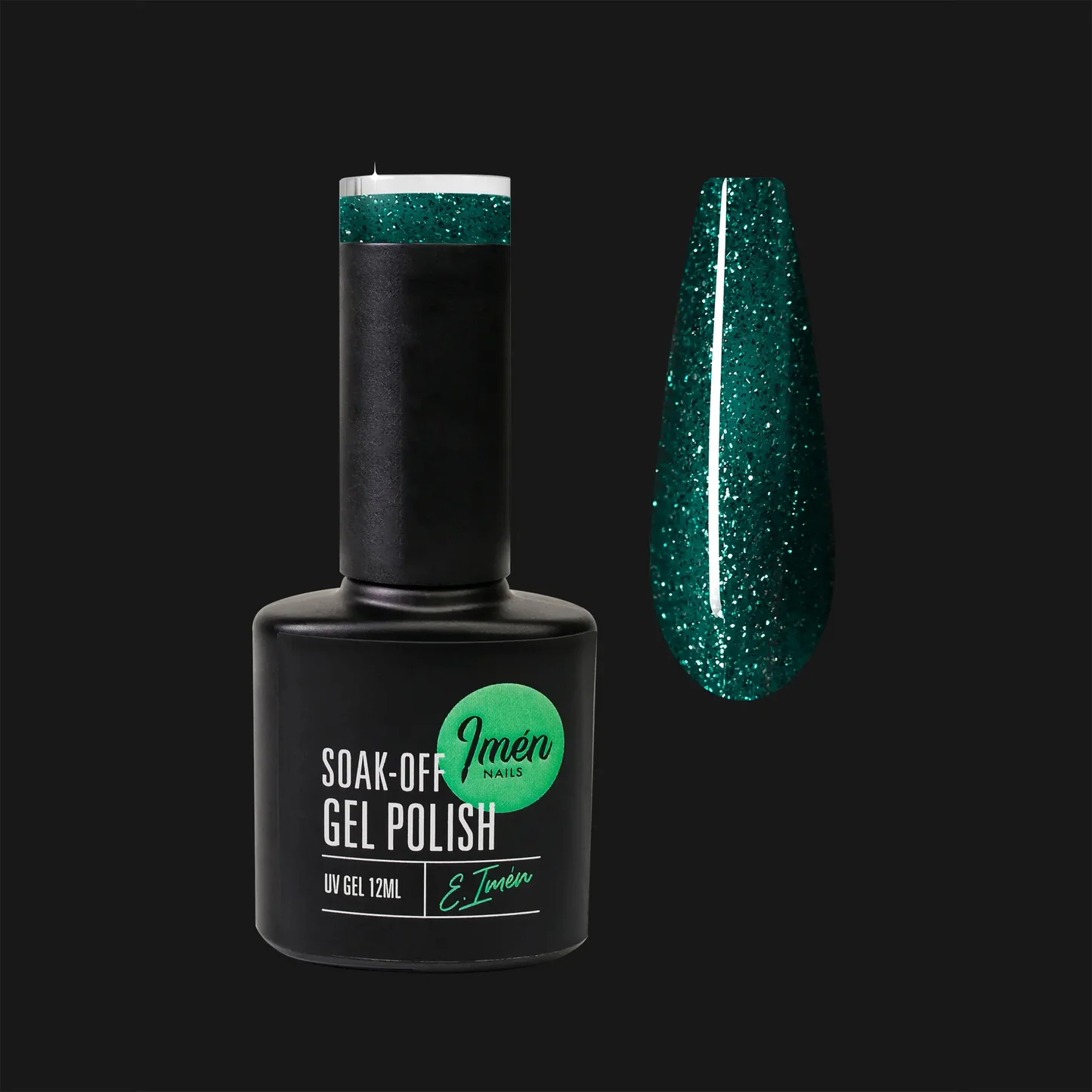Esmalte semipermanente IMEN DB004 verde con brillo rojizo de 12 ml