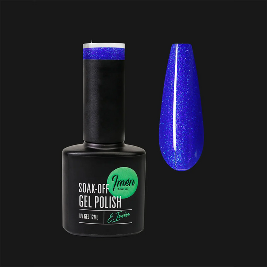 Esmalte semipermanente IMEN DB007 azul con brillo de 12 ml 