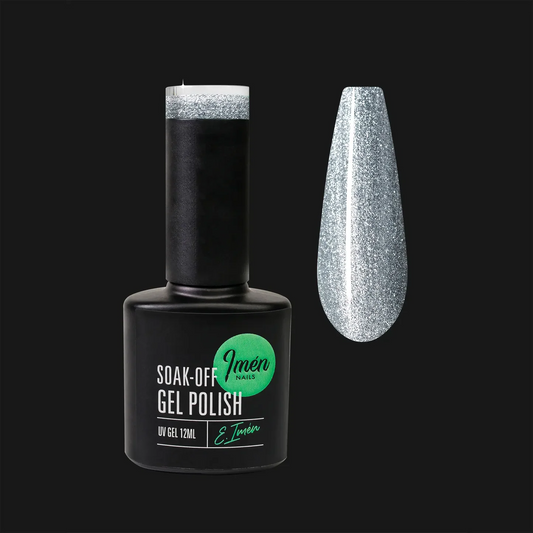 Esmalte semipermanente IMEN DB011 con brillo plateado  de 12 ml