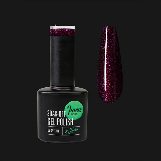 Esmalte semipermanente IMEN DB012 rojo con brillo de 12 ml