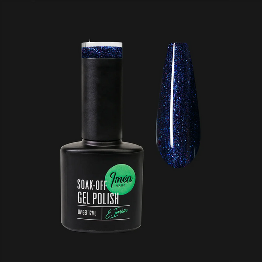 Esmalte semipermanente IMEN DB013 azul con brillo de 12 ml