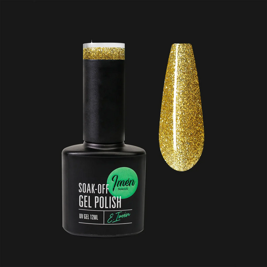 Esmalte semipermanente IMEN DB022 con brillo dorado de 12 ml