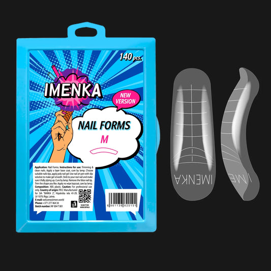 Nail Forms Imenka "M" Version 2, 140pcs reutilizables para extensiones de uñas con gel y polygel