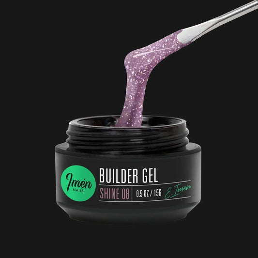 Builder Gel IMEN Shine 8 15 g gel constructor con efecto brillante autonivelante para uñas profesionales