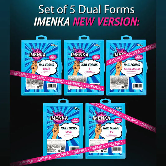 Kit Dual Forms IMEN V2 con 7 cajas de moldes superiores reutilizables para extensiones de uñas con gel y polygel