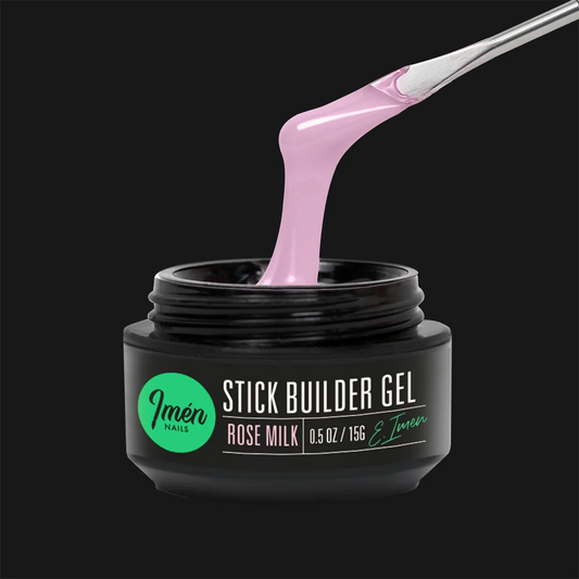 Stick Builder Gel IMEN Rose Milk 15 g gel constructor autonivelante tono lechoso para uñas profesionales