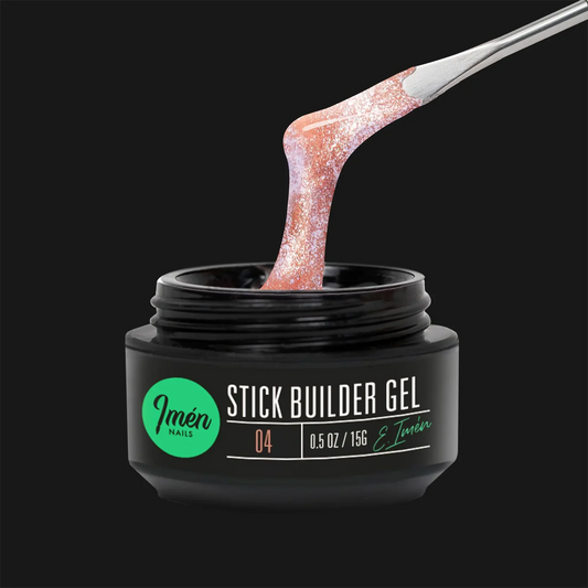 Stick Builder Gel IMEN 04 15 g gel constructor con purpurina azul para uñas profesionales