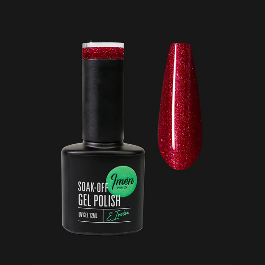 Esmalte semipermanente IMEN DB021 rojo con brillo de 12 ml