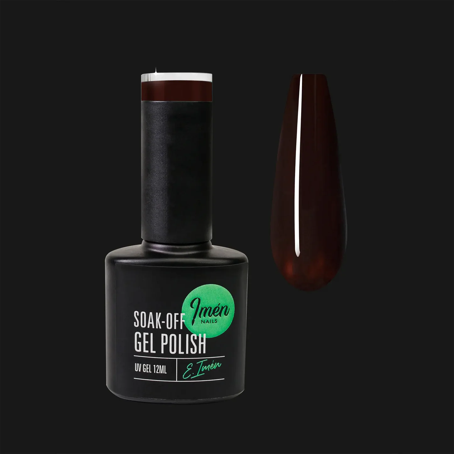 Esmalte semipermanente IMEN 049  de 12 ml con muestra de color.