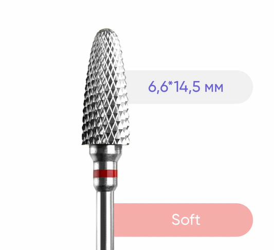 NAILSOFTHEDAY “Carbide Nail Drill Bit Corn” Red — fresa profesional de carburo “Maíz” roja, 6,6 × 14,5 mm.