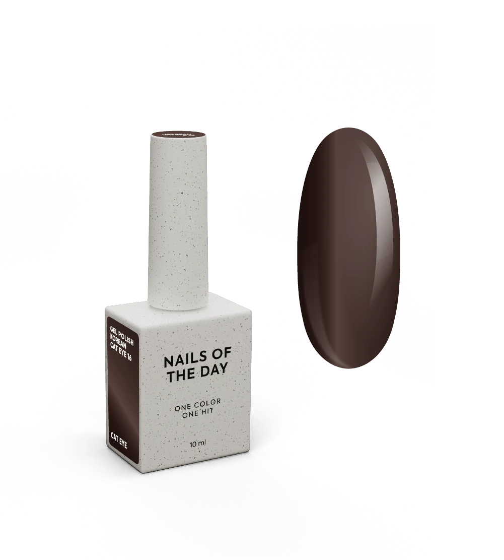 NAILSOFTHEDAY Korean Cat Eye 16 – esmalte semipermanente efecto ojo de gato marrón, 10 ml