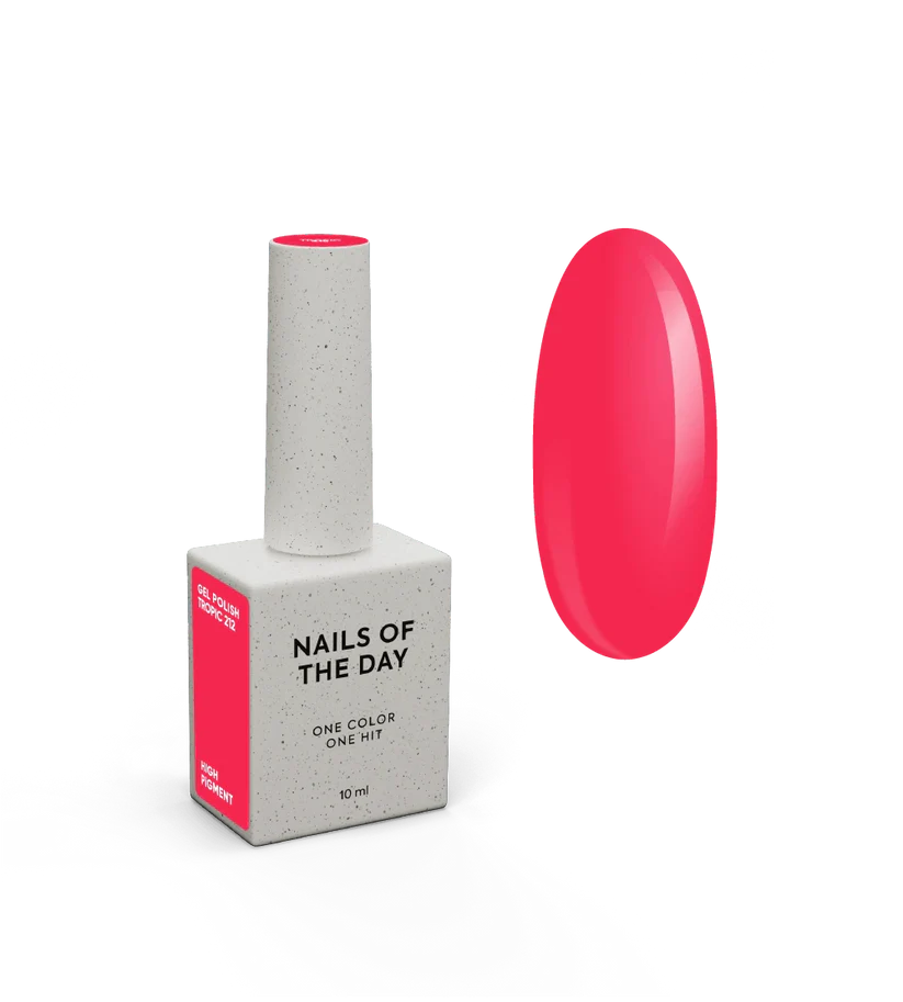 NAILSOFTHEDAY Gel Polish Tropic 212 — esmalte semipermanente rosa coral con cobertura en una sola capa, 10 ml