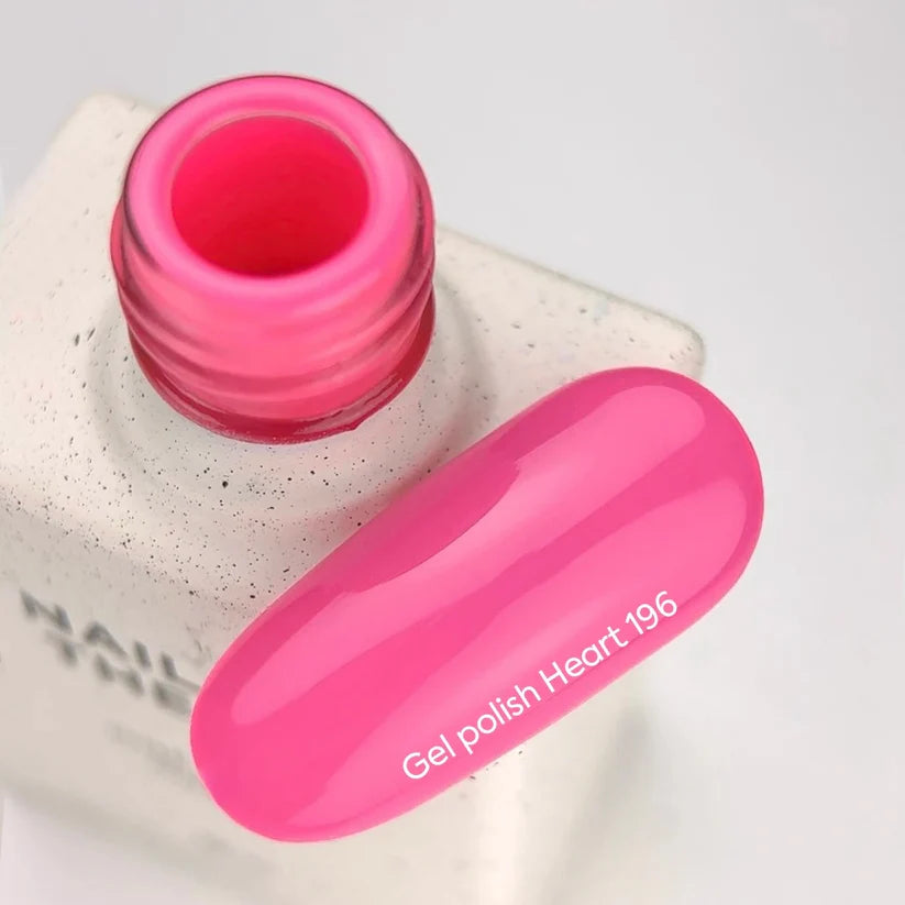 NAILSOFTHEDAY Gel Polish Heart 196 — esmalte semipermanente rosa neón con cobertura en una sola capa, 10 ml